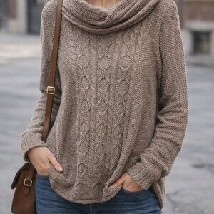 Jeanne Pierre cable knit design and handkerchief hem. Size Large